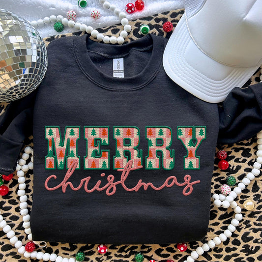 Merry Christmas PNG Faux Embroidery digital Design Christmas PNG Holiday T-shirt Design Holiday Digital Download