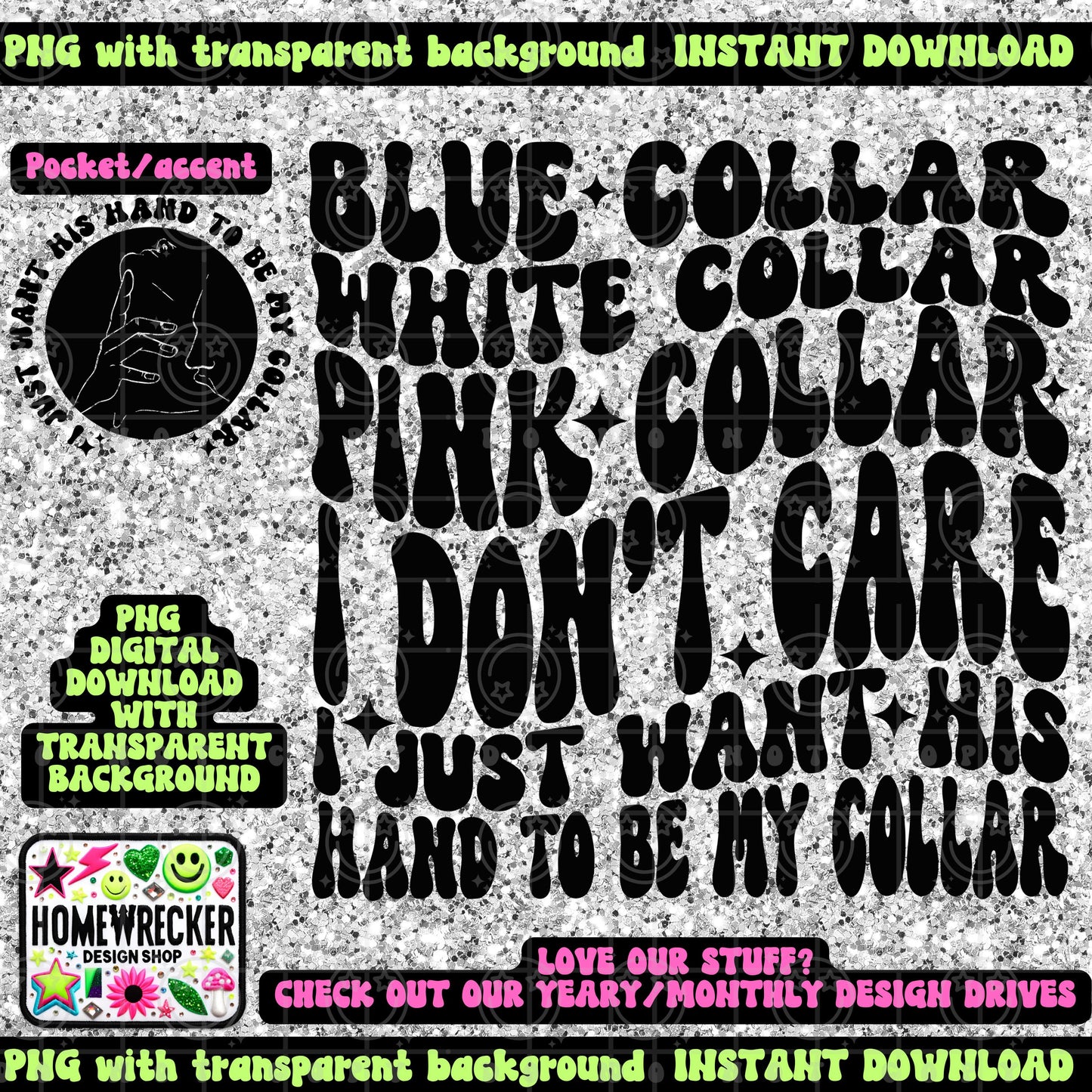 Blue collar white collar pink collar, I just want his hand to be my collar, throat necklace, smut, PNG digital download, wavy font design