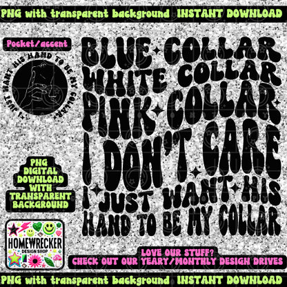 Blue collar white collar pink collar, I just want his hand to be my collar, throat necklace, smut, PNG digital download, wavy font design