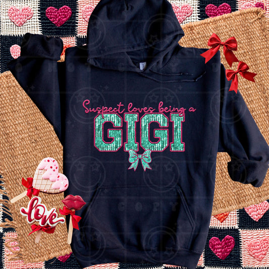 Suspect loves being a Gigi | FAUX Embroidery Digital File PNG