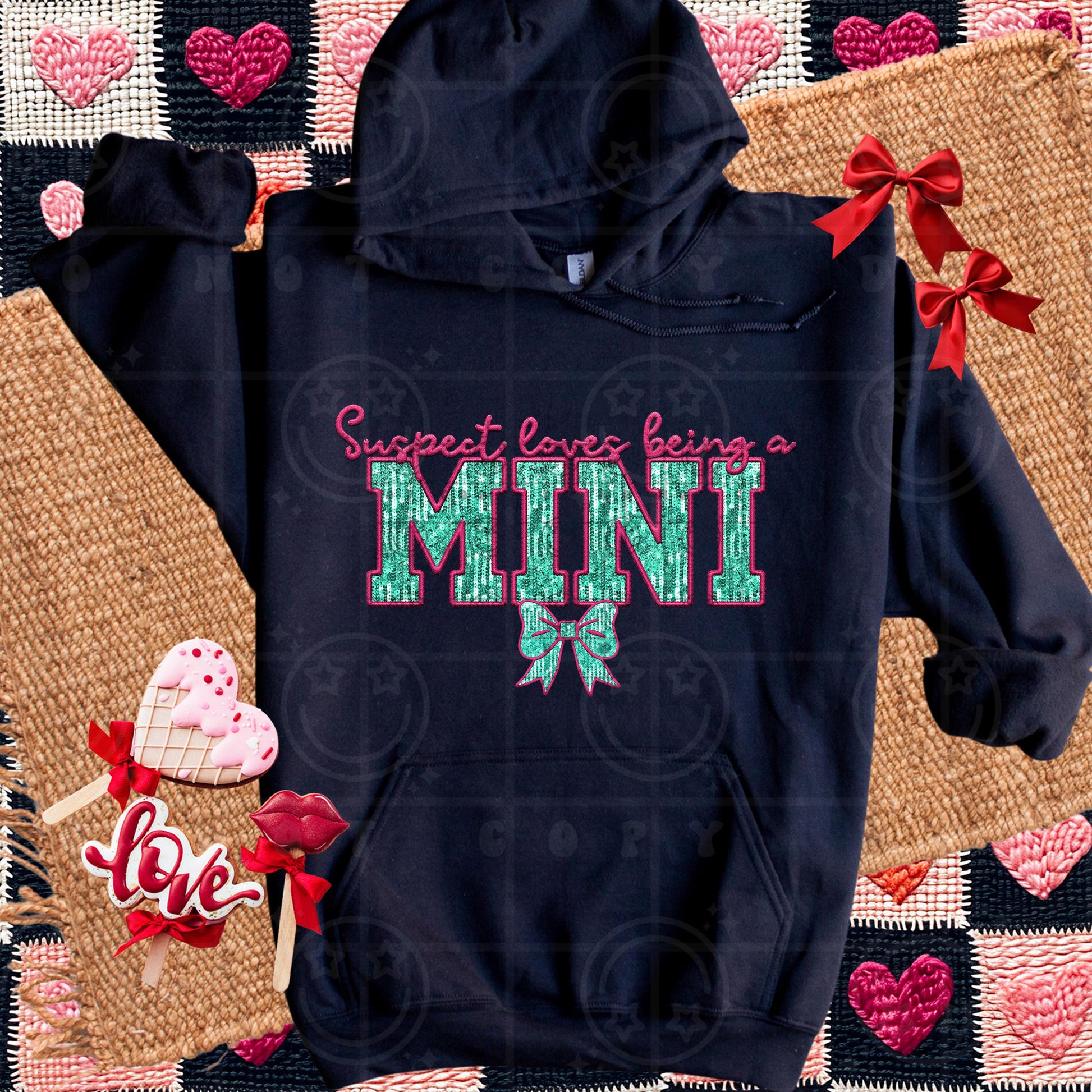 Suspect loves being a Mini | FAUX Embroidery Digital File PNG