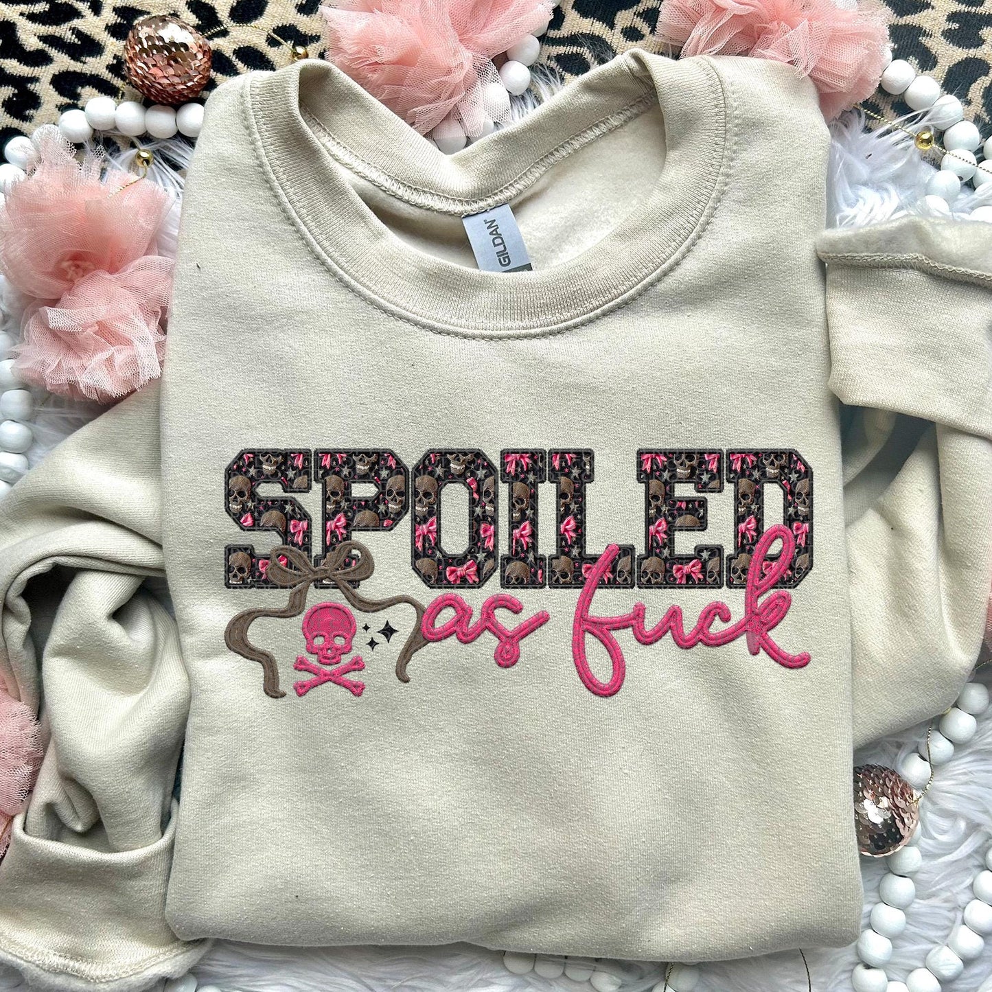 Spoiled As F | Faux Embroidery PNG