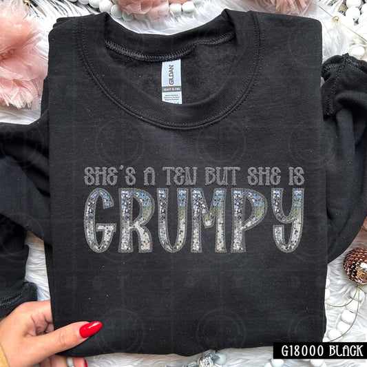 Shes a ten but she is grumpy, faux embroidery digital design PNG