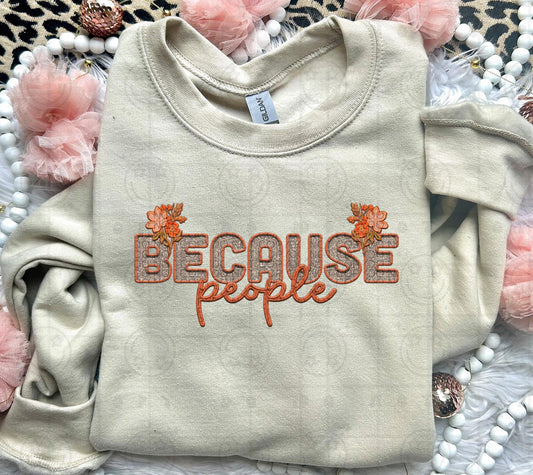 Because People, mental health, mental health awareness, printable faux embroidery, Snarky PNG