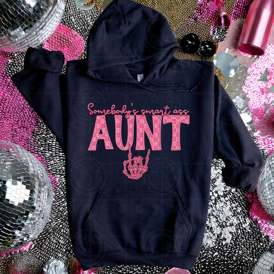 AUNT | Somebodys Smart Ass Name Design, Family Names, printable faux embroidery, Snarky PNG