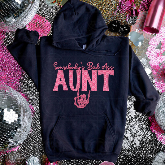 AUNT | Somebodys Bad Ass Name Design, Family Names, printable faux embroidery, Snarky png