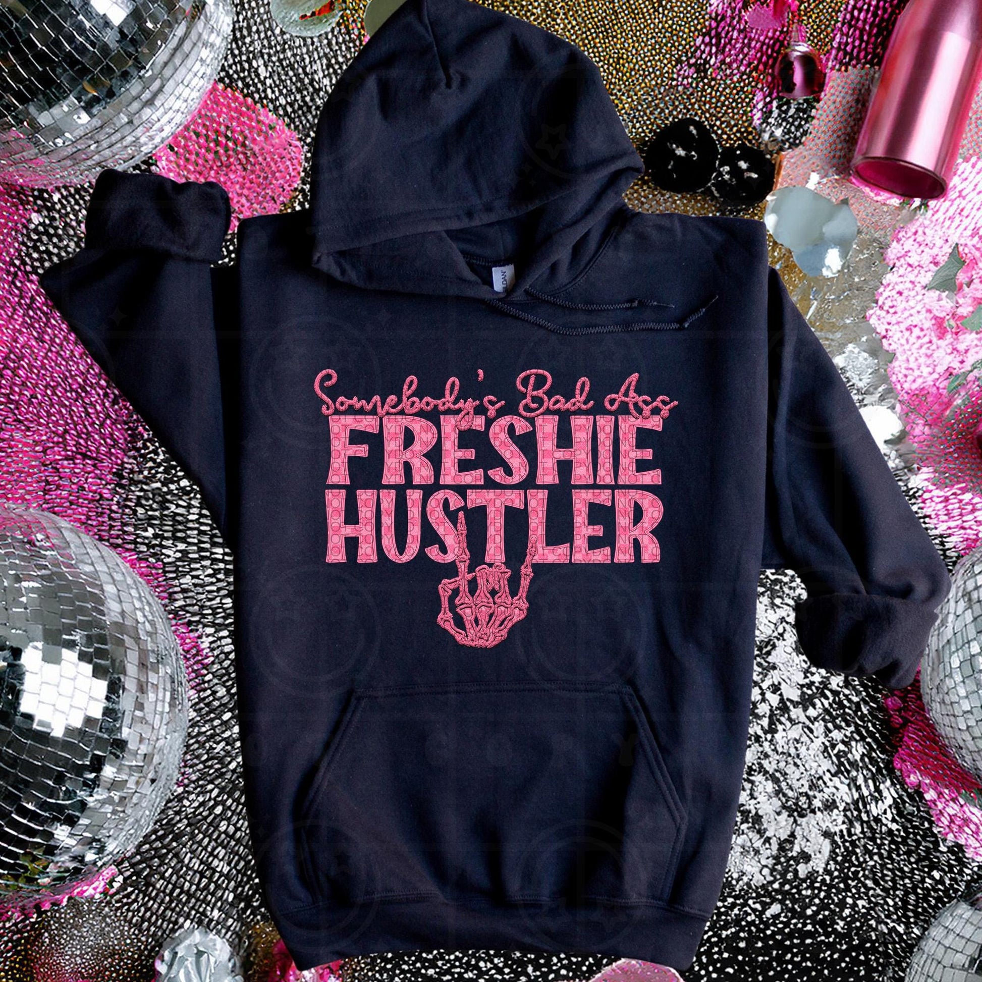 FRESHIE HUSTLER | Somebodys Bad Ass Name Design, Family Names, printable faux embroidery, Snarky png