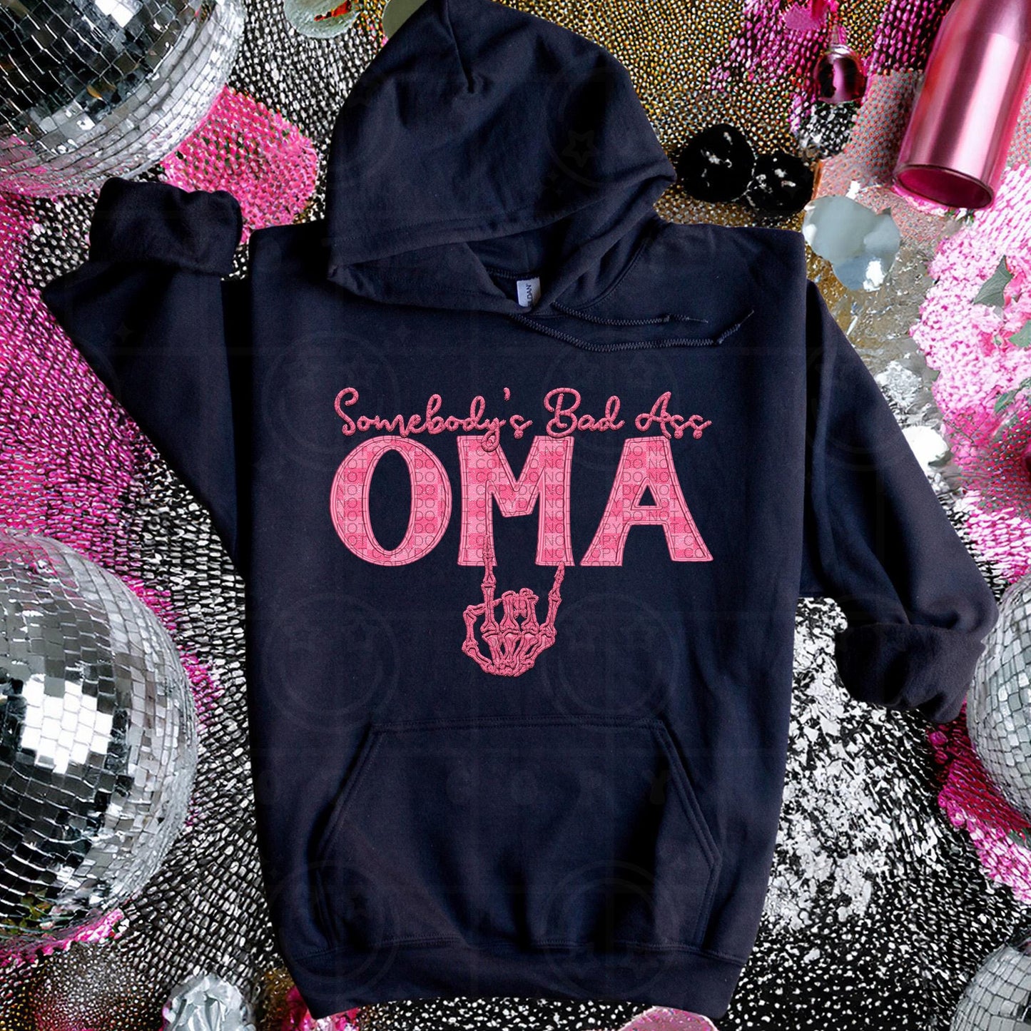 OMA | Somebodys Bad Ass Name Design, Family Names, printable faux embroidery, Snarky png