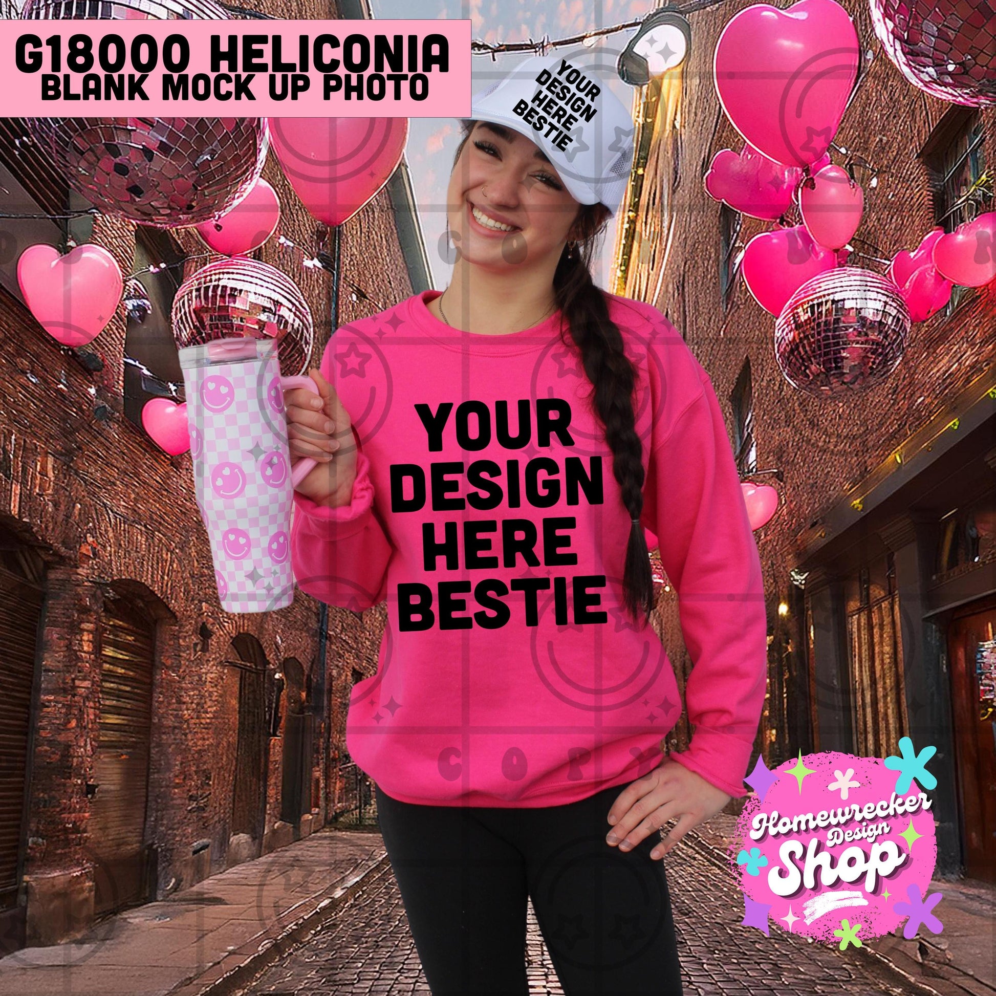 Valentines day model mock up, G18000 Heliconia, pink Sweatshirt mock up, Bundle, 5 photo mock up, digital downloads