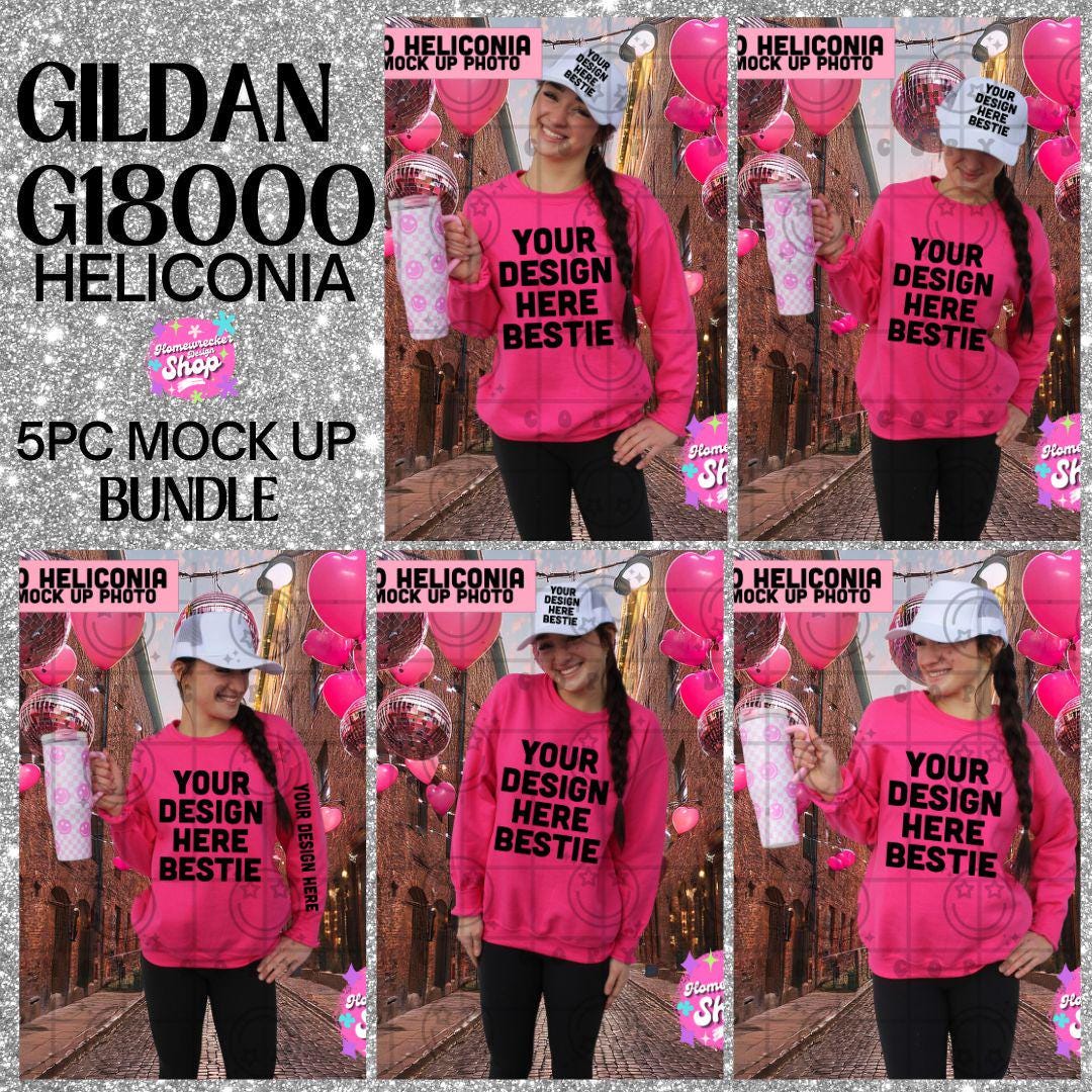 Valentines day model mock up, G18000 Heliconia, pink Sweatshirt mock up, Bundle, 5 photo mock up, digital downloads