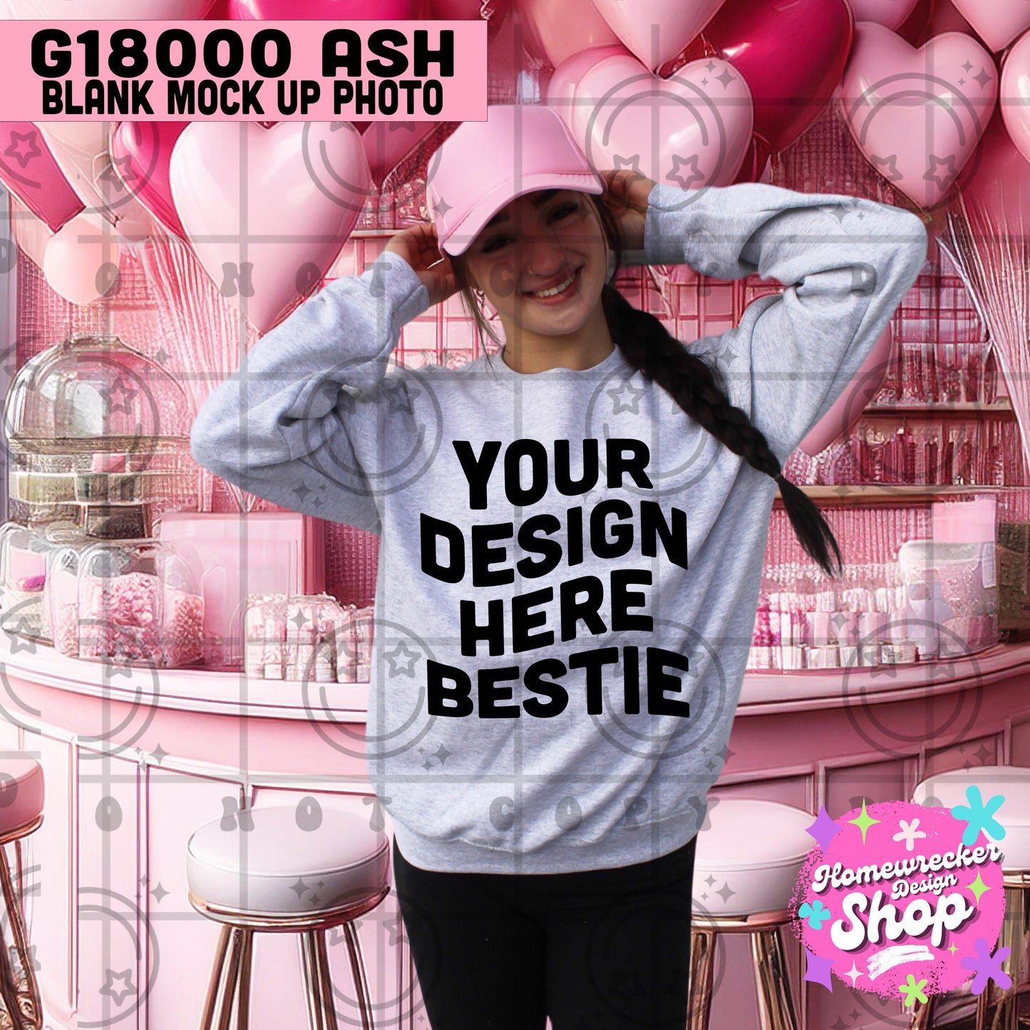 Valentines day model mock up, G18000 Ash, grey Sweatshirt mock up, digital download