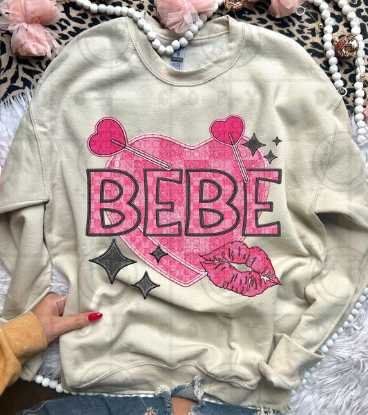 BEBE | family names | Checkered Candy Heart Lips Name PNG | Faux Embroidery Detailed Design| Valentine's Day | PNG download