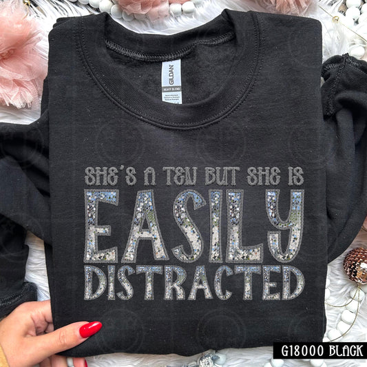 Shes a ten but she is easily distracted, faux embroidery digital design PNG