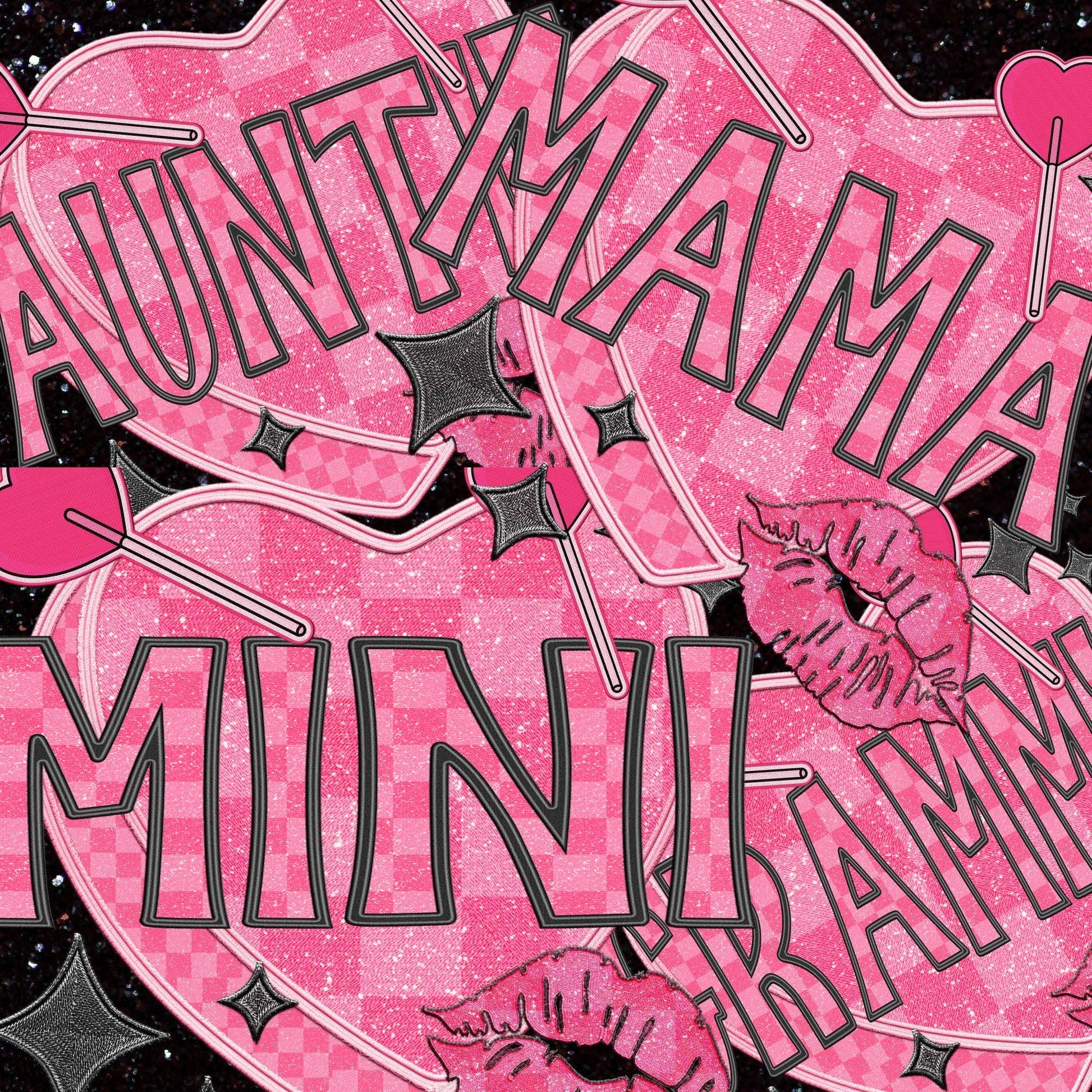 MAMAW | Checkered Candy Heart Lips Name png | Faux Embroidery Detailed Design| Valentine's Day | png download