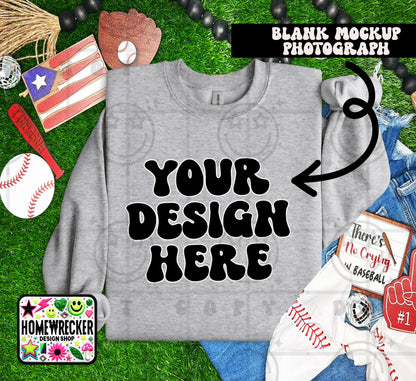 Gildan Sweatshirt Mockup Sport Grey | Baseball