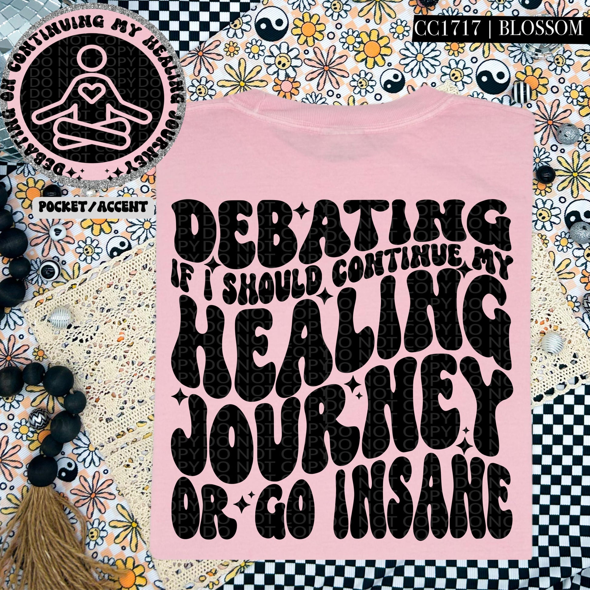 Debating if I should continue my healing journey or go insane | Wavy Design, Front Pocket, Snarky PNG