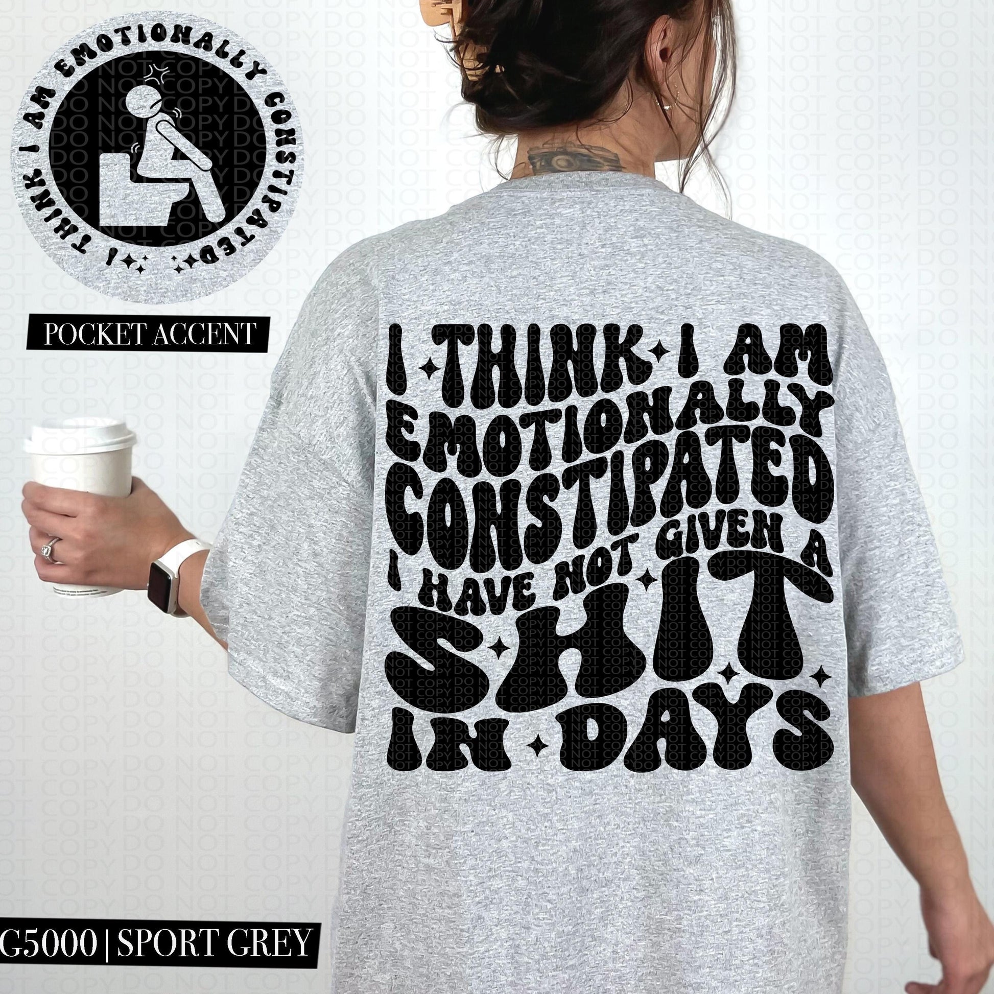 I think I am emotionally constipated | Wavy Design, Front Pocket, Snarky PNG