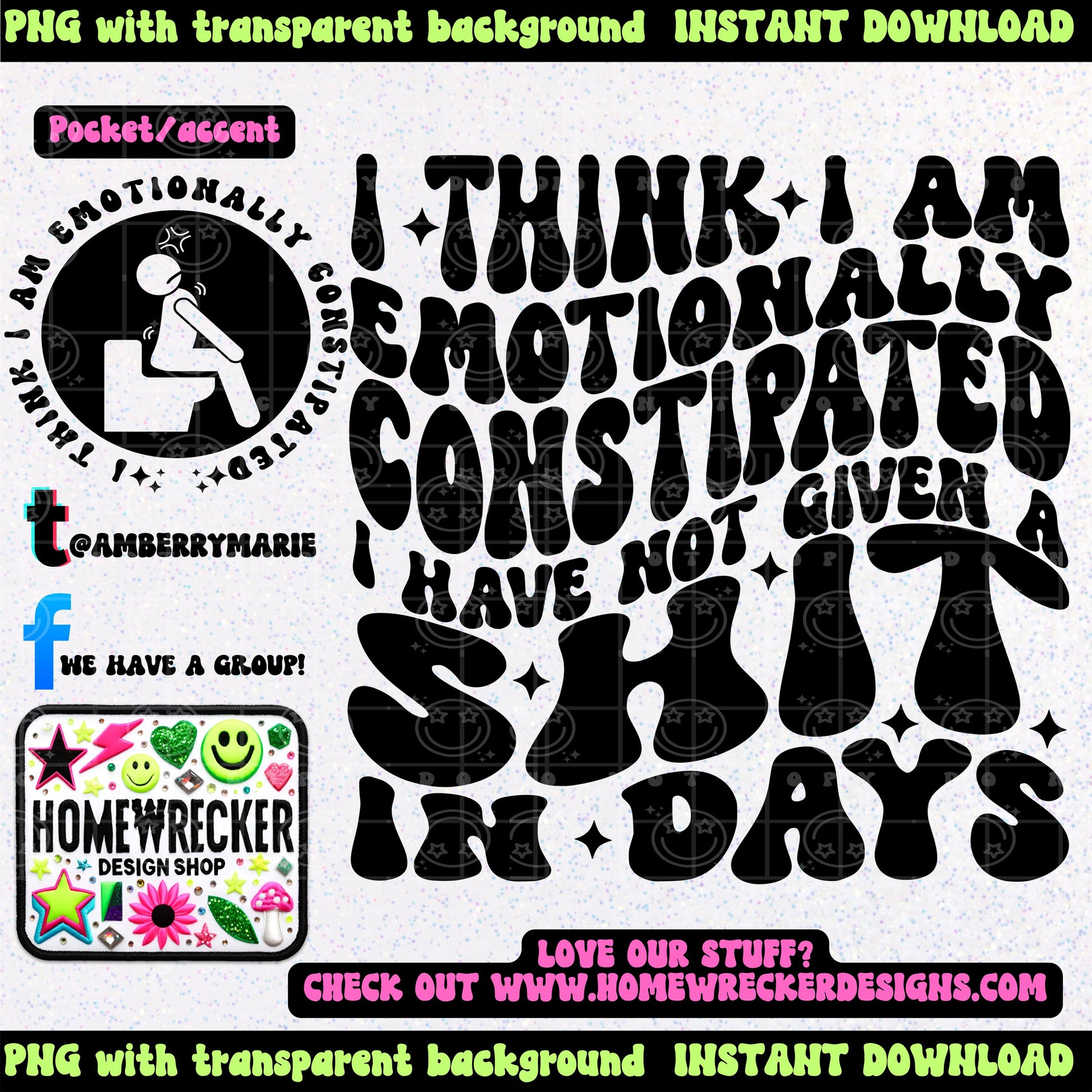I think I am emotionally constipated | Wavy Design, Front Pocket, Snarky PNG