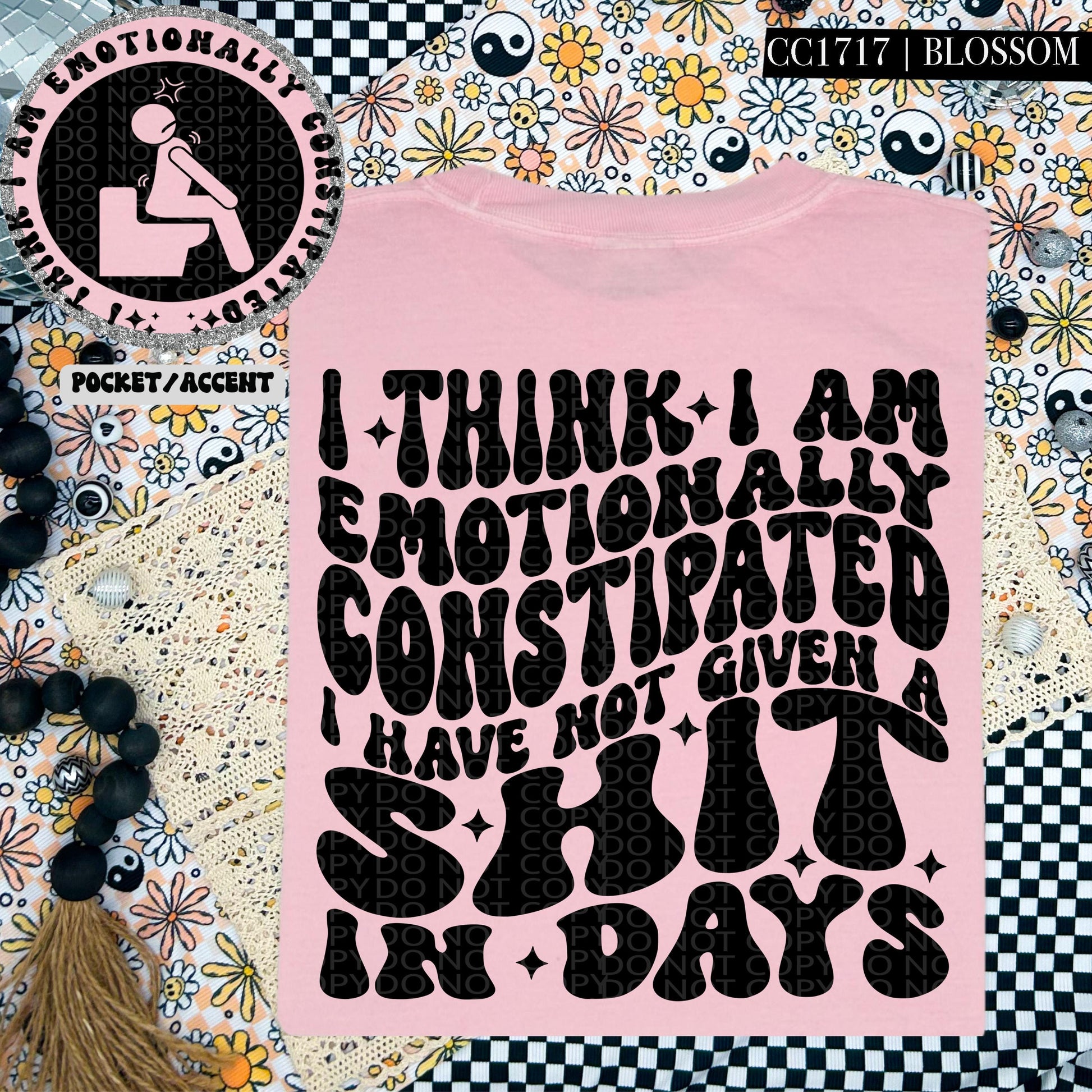 I think I am emotionally constipated | Wavy Design, Front Pocket, Snarky PNG