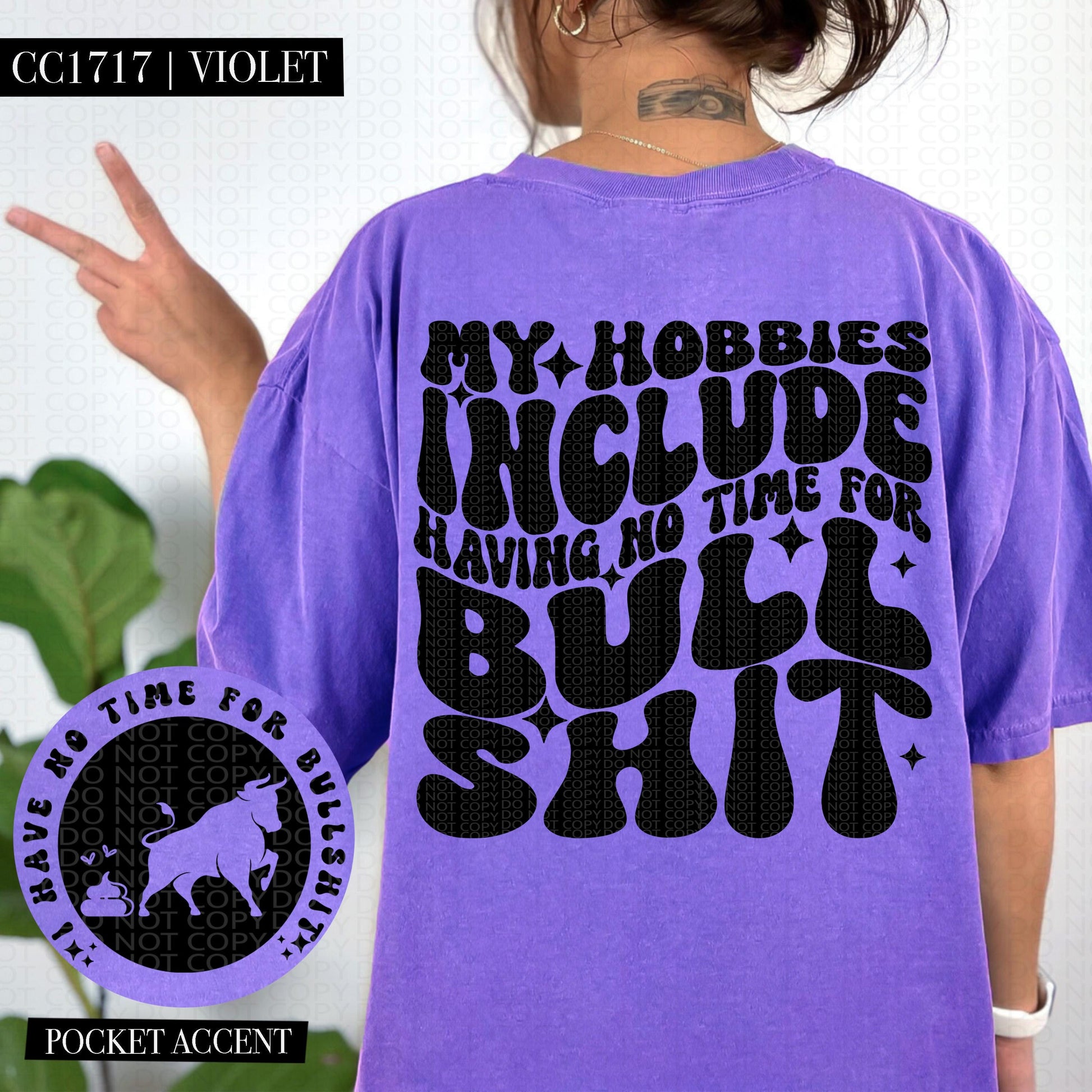 My hobbies include having no time for bullshit | Wavy Design, Front Pocket, Snarky PNG