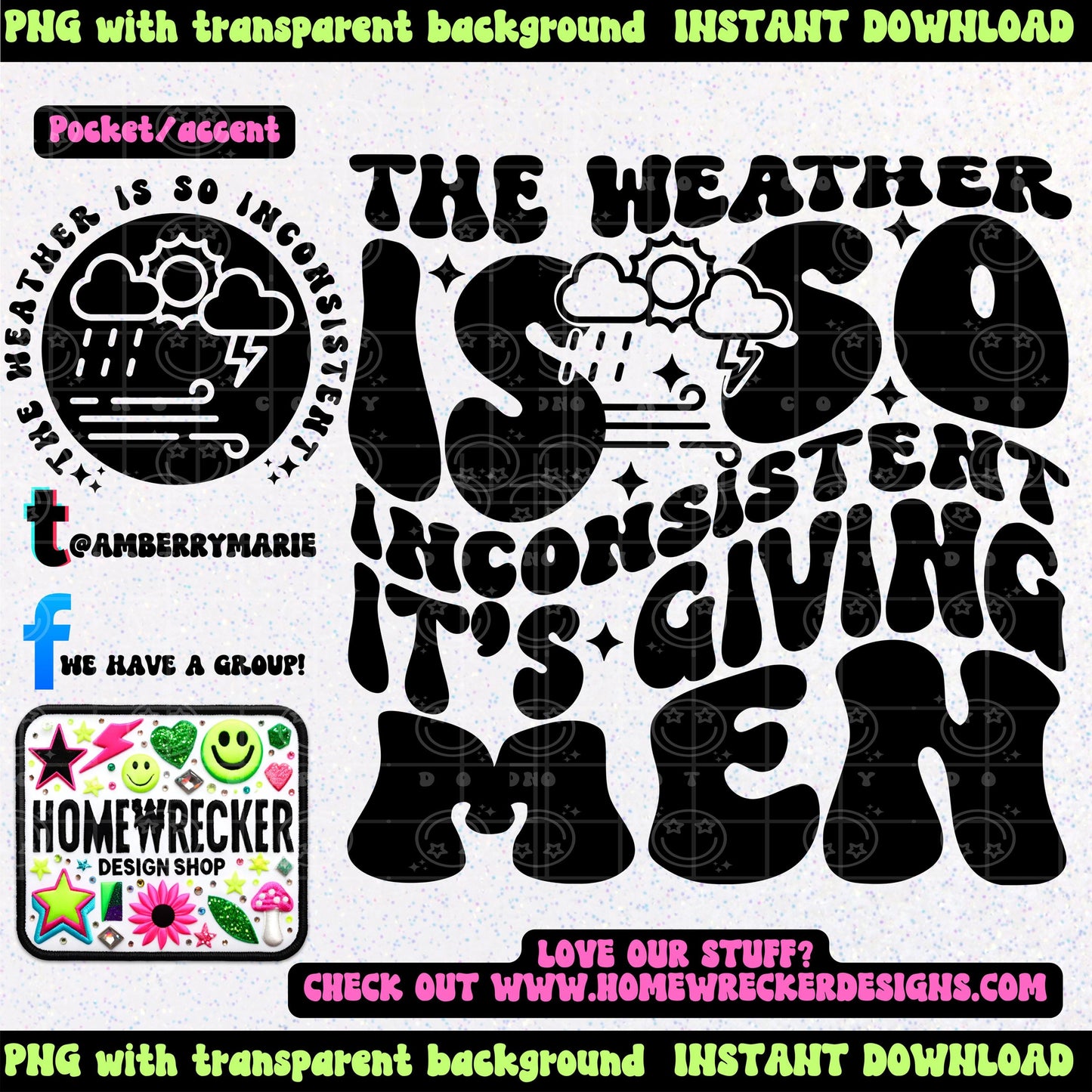 The weather is so inconsistent it's giving men | Wavy Design, Front Pocket, Snarky PNG