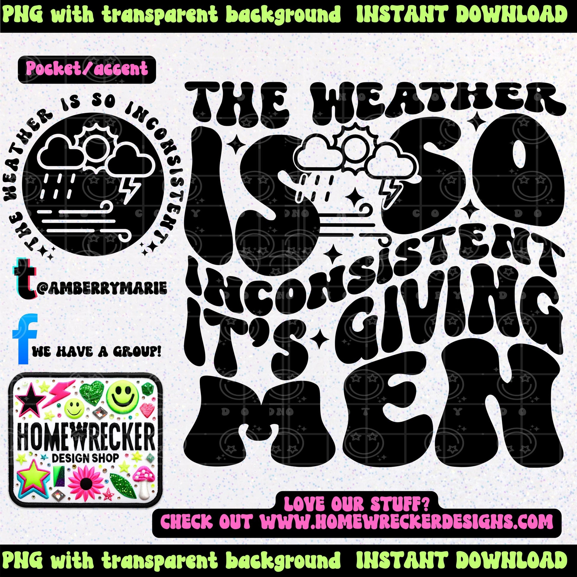The weather is so inconsistent it's giving men | Wavy Design, Front Pocket, Snarky PNG