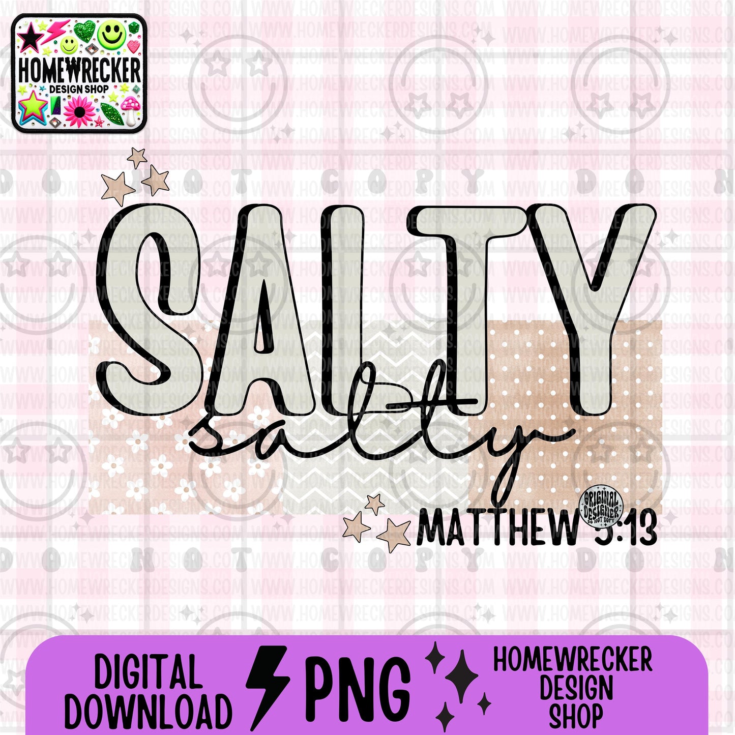Salty, typography, PNG digital download