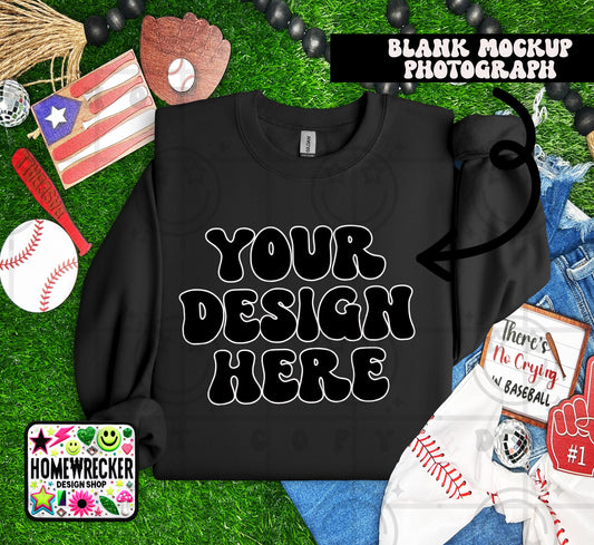 Gildan Sweatshirt Mockup Black | Baseball