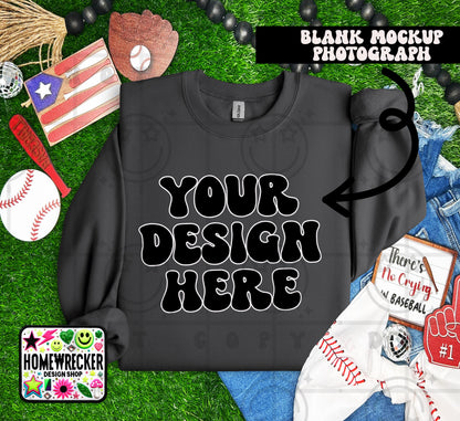 Gildan Sweatshirt Mockup Charcoal | Baseball