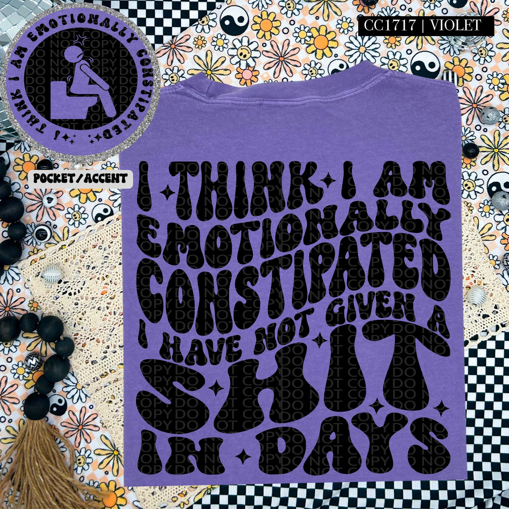 I think I am emotionally constipated | Wavy Design, Front Pocket, Snarky PNG