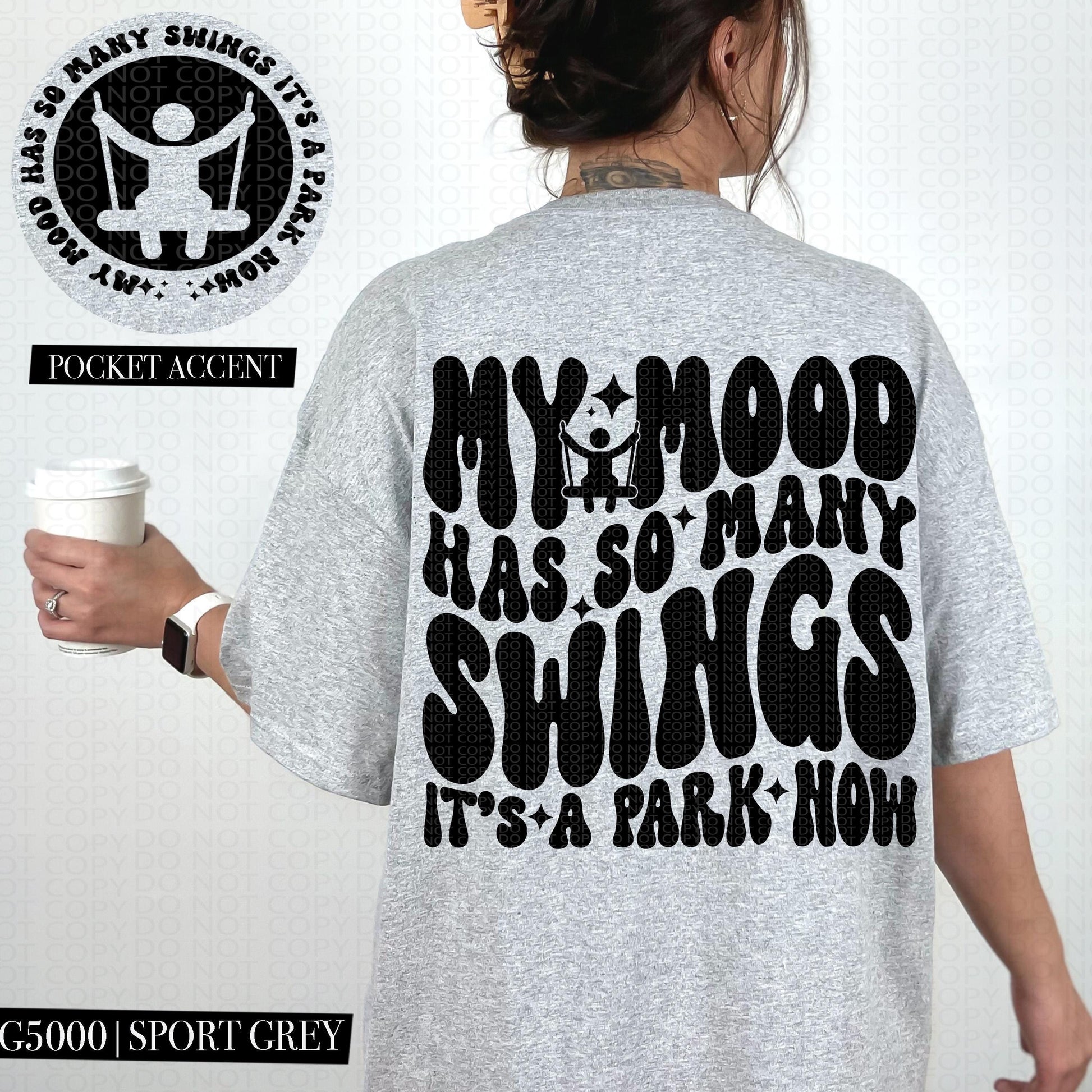 My mood has so many swings it's a park now | Wavy Design, Front Pocket, Snarky PNG