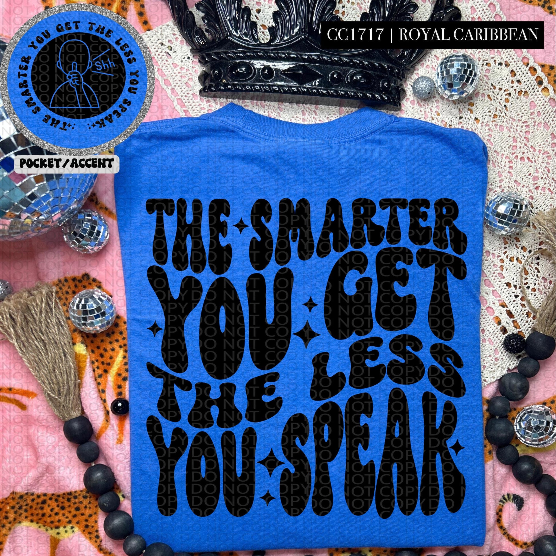 The smarter you get the less you speak | Wavy Design, Front Pocket, Snarky PNG