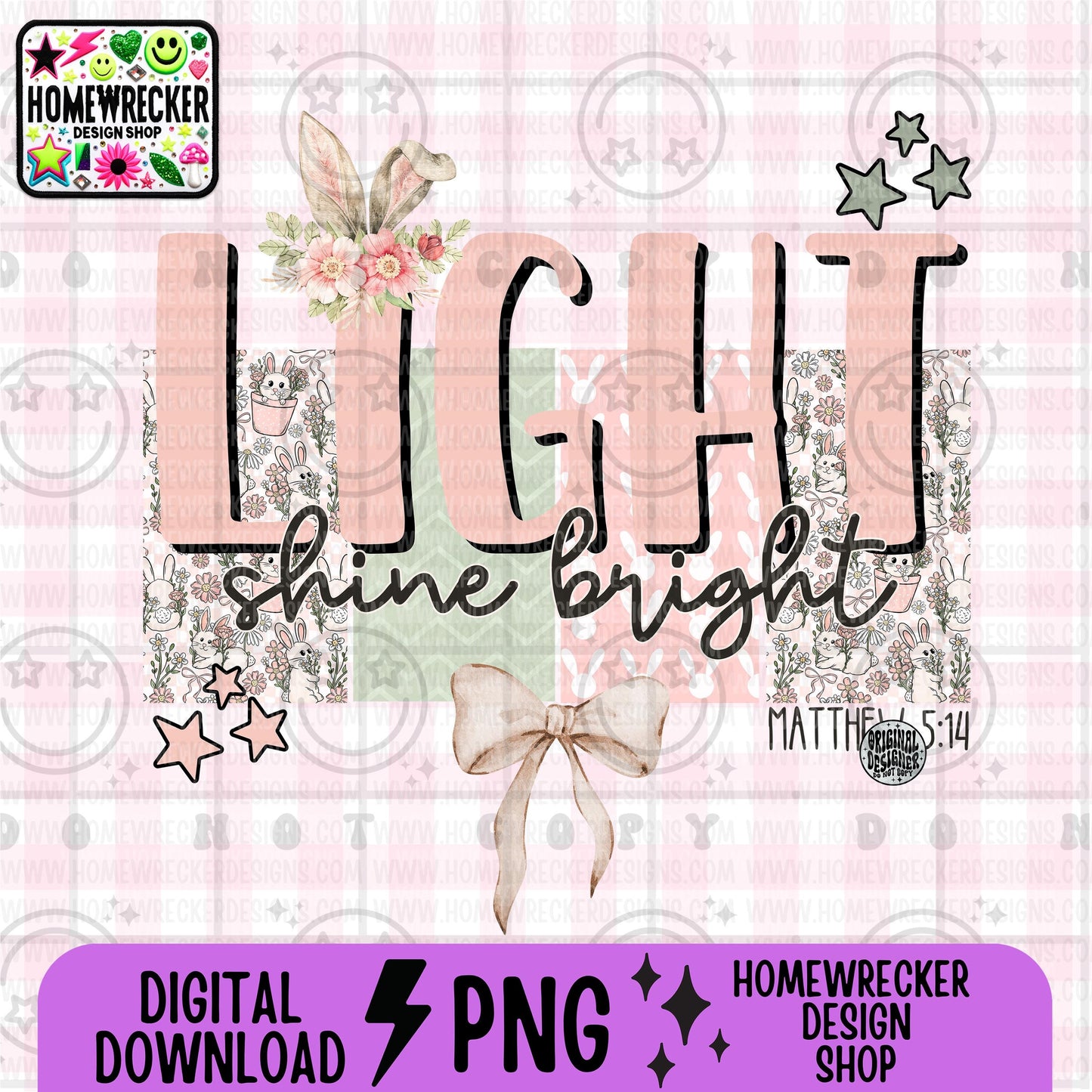 Light shine bright PNG digital download