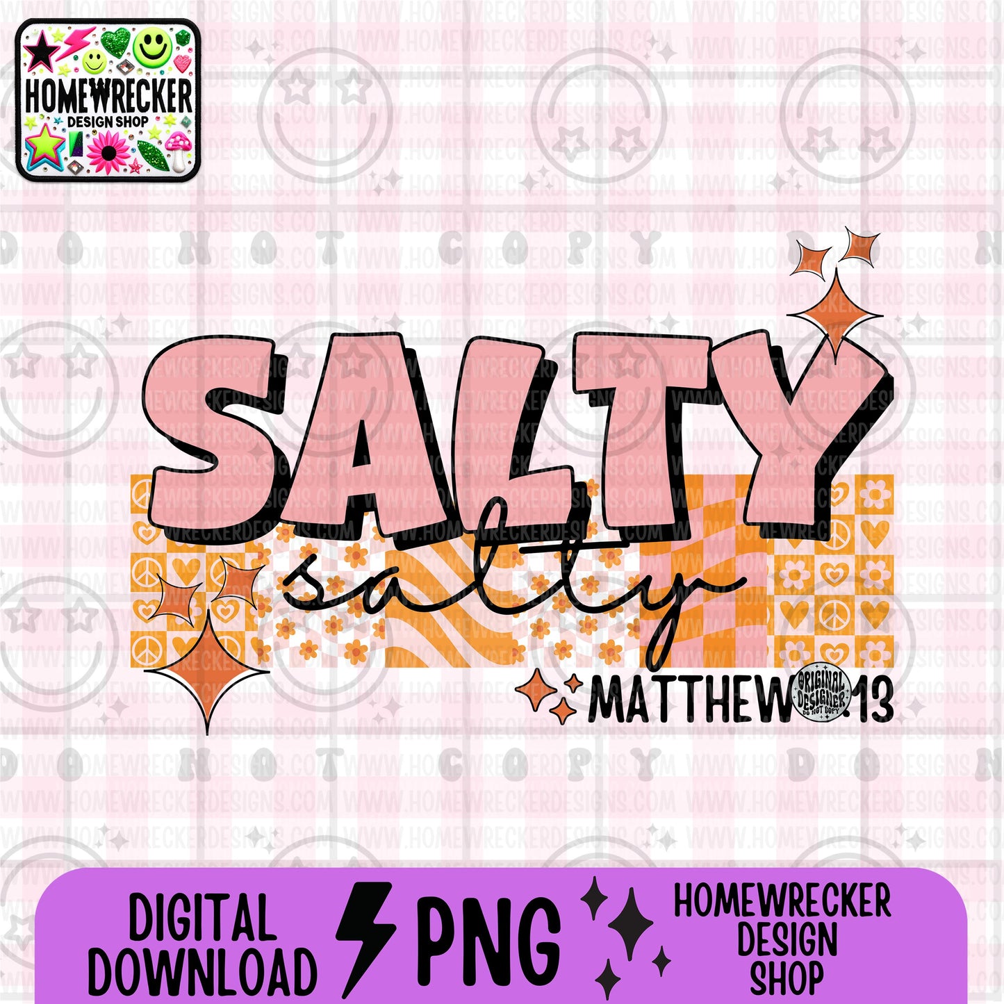 Salty PNG, Groovy Bible Verse Digital File, Matthew 5:13, Retro PNG, Faith Sublimation Design, Christian Shirt PNG
