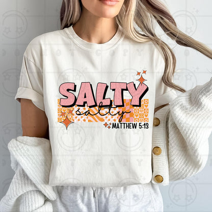 Salty PNG, Groovy Bible Verse Digital File, Matthew 5:13, Retro PNG, Faith Sublimation Design, Christian Shirt PNG