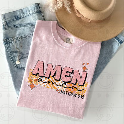 Amen PNG, Groovy Bible Verse Digital File, Matthew 6:13, Retro PNG, Faith Sublimation Design, Christian Shirt PNG