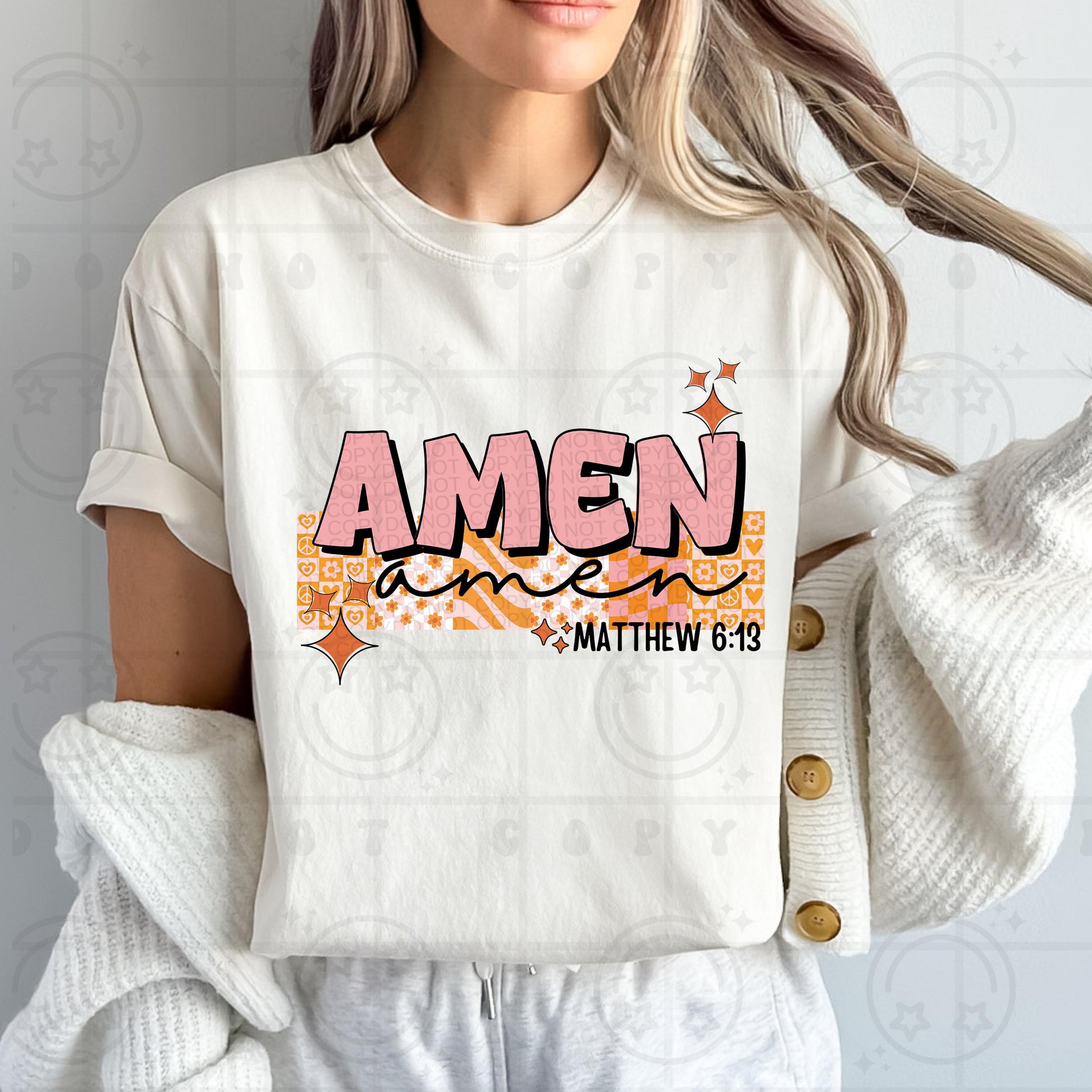 Amen PNG, Groovy Bible Verse Digital File, Matthew 6:13, Retro PNG, Faith Sublimation Design, Christian Shirt PNG
