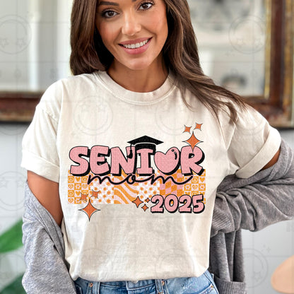 Senior Mom 2025 PNG, Groovy Graduation Mom Shirt Design, Senior Mom Sublimation, Class of 2025 Digital Download, Retro Senior Mom
