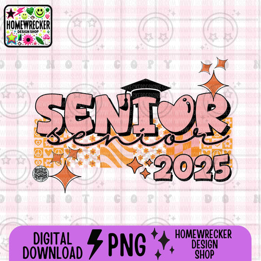 Senior 2025 PNG, Groovy Graduation Shirt Design, Senior Graduation Sublimation, Class of 2025 Digital Download, Retro High School Graduation