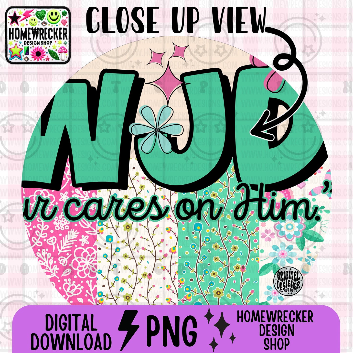 WWJD cast your cares on Him PNG Christian Sublimation Design Scripture Bible Verse png Retro Floral Jesus PNG Digital Download