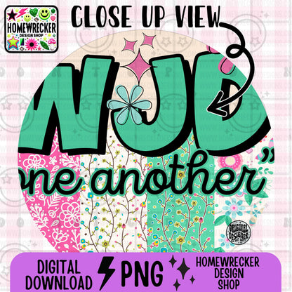 WWJD love one another PNG Christian Sublimation Design Scripture Bible Verse png Retro Floral Jesus PNG Digital Download
