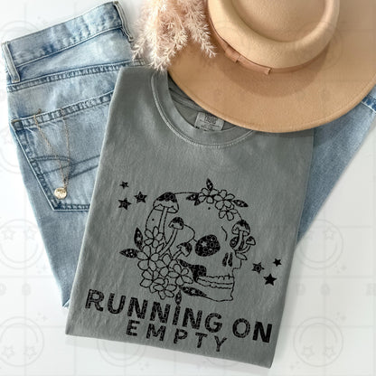 Running on Empty PNG Digital Download | Grungy Distressed, Skeleton Roses, Digital design for sublimation, tshirts, DTF transfers