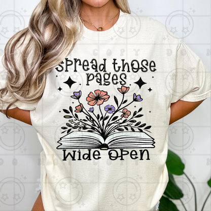 Spread those pages wide open, spring daisy florals, neutral colors, water color, Reading booktok, reading, transparent png, digital download