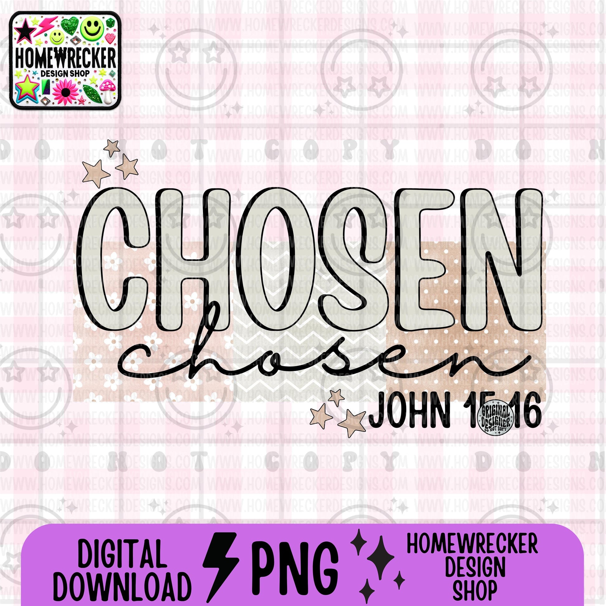 Chosen, typography, PNG digital download