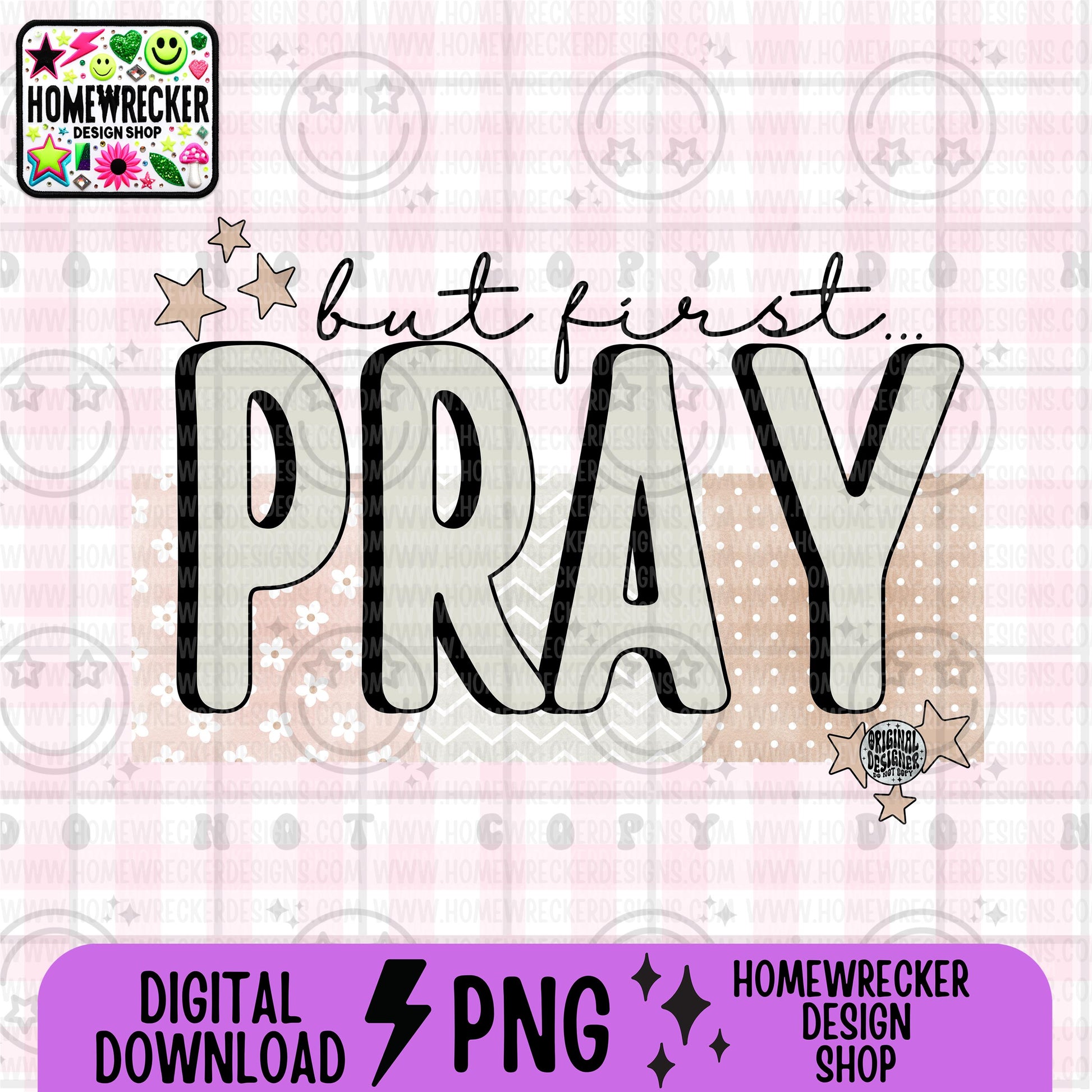 But first pray, typography, PNG digital download