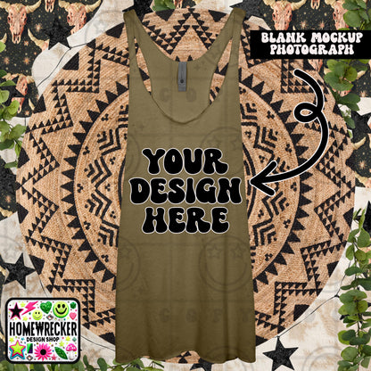 Tank top mock up, next level tank top mock up photo, download | military green
