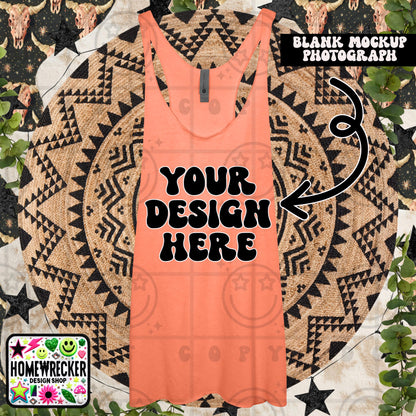 Tank top mock up, next level tank top mock up photo, download | vintage light orange