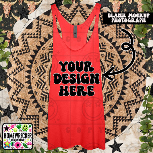 Tank top mock up, next level tank top mock up photo, download | vintage red