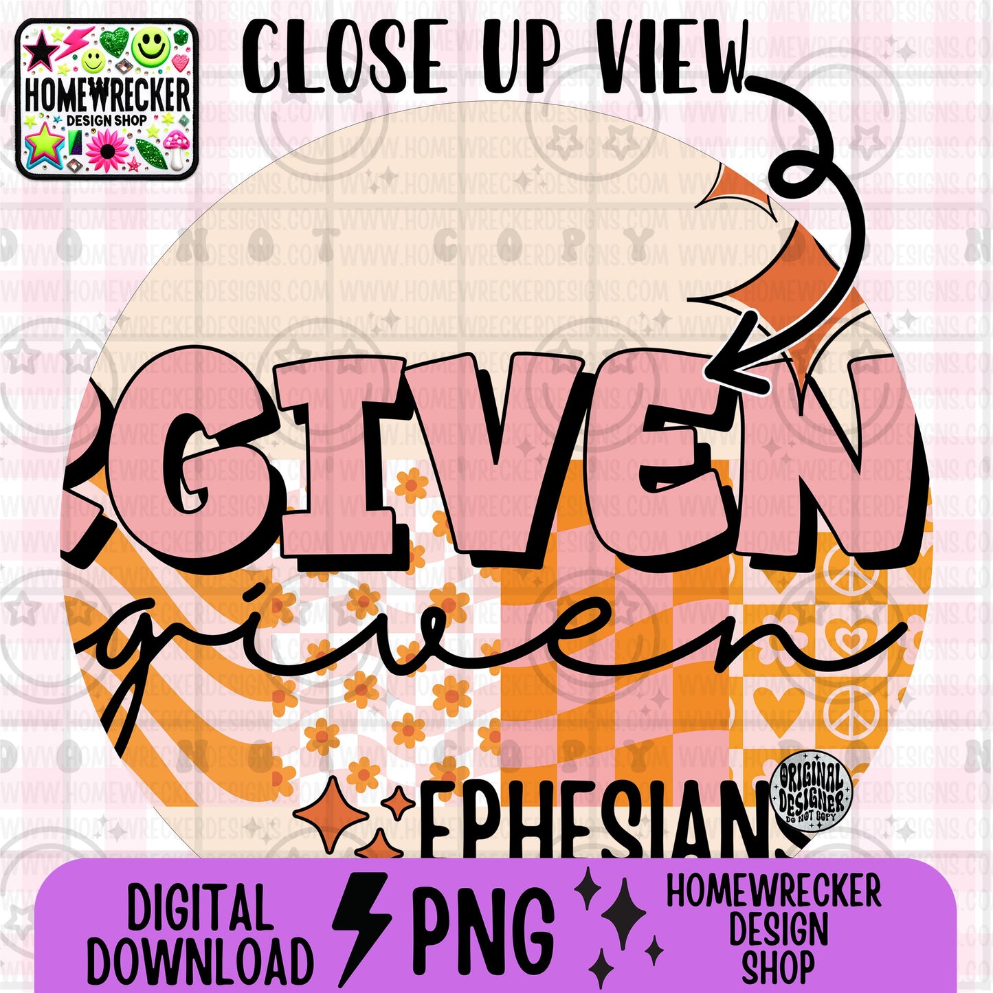 Forgiven PNG, Groovy Bible Verse Digital File, Ephesians 1:7, Retro PNG, Faith Sublimation Design, Christian Shirt PNG