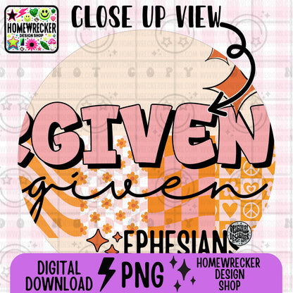 Forgiven PNG, Groovy Bible Verse Digital File, Ephesians 1:7, Retro PNG, Faith Sublimation Design, Christian Shirt PNG